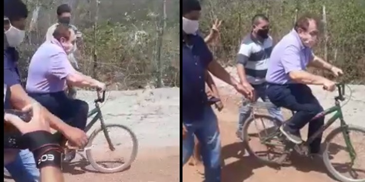 Mão Santa foi guiado por assessores durante volta de bike